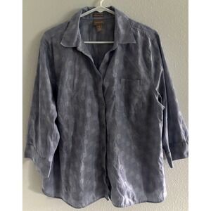 Chicos Top Womens Large Blue Polka Dot Wrinkle Resistant Travel‎ Career Classic
